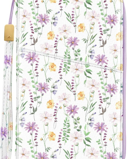 Family Passport Holder Wallet RFID Blocking Document Organizer PU Leather Mulit-purpose Travel Wallet Credit Cards Case for Women Men, White Daisy
