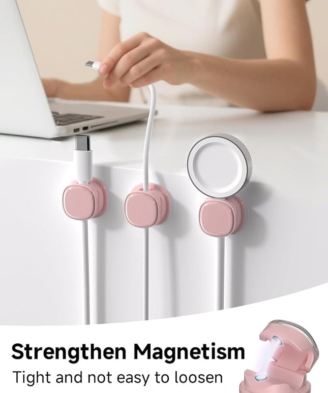 Magnetic Cable Clips, Adjustable Cord Holder Management, Adhesive Wire Keeper Organizer for Home Office Desk Phone PC Car Wall Desktop Nightstand Appliance (9-PCS Purple)