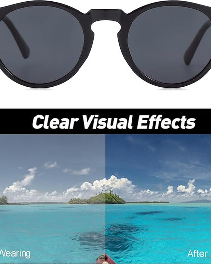 Gleyemor Vintage Polarized Sunglasses for Men Round Sunglasses UV400 Protection Retro Hand-crafted Acetate Frame