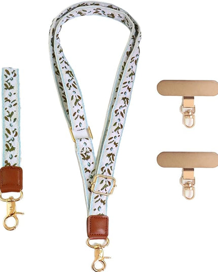 LEMEDE Phone Charm Lanyard, Gold Buckle Adjustable Crossbody and Wrist Strap with 2pcs 360-Degree Rotatable Phone Pad