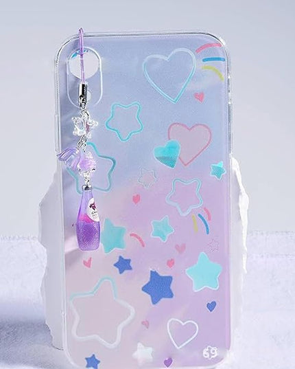 LIANXUE Crystal Bead Water Bottle Charm Pendant Keychain Star Flower Beaded Phone Lanyard Lightweight Backpack Pendant Keyring