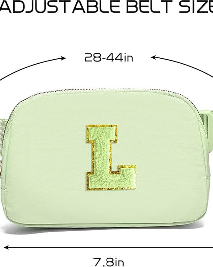 Gitus Gifts for 8 9 10 11 12 Year Old Girls Belt Bag Fanny Pack Crossbody Bags with Initial Letter Patch Cute Stuff Birthday Gifts for Teen Girls Women Personalized Trend Stuff (Light Green-L)