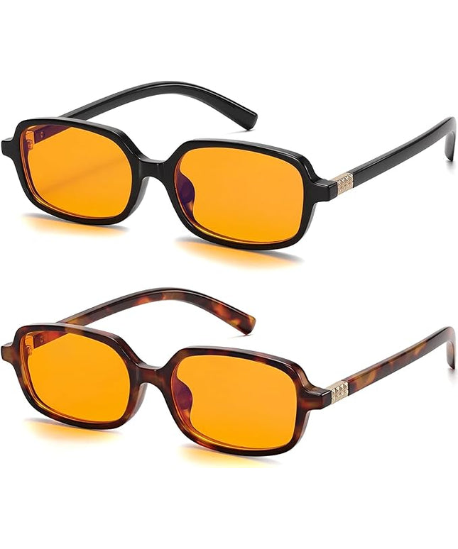 LIKSMU Blue Light Blocking Glasses for Woman Men Blue light Blocker Eyewear Trendy Rectangle Small Eyeglasses, 2pack