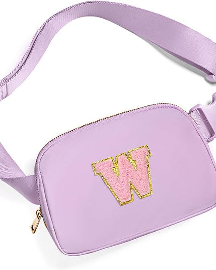 Gitus Initial Belt Bag Fanny Pack Crossbody Bag for Girls Birthday Gifts Age 8-10 Teen Girl Gifts Trend Stuff Personalized Letter Gifts for Daughter Sister (Lavender-W)