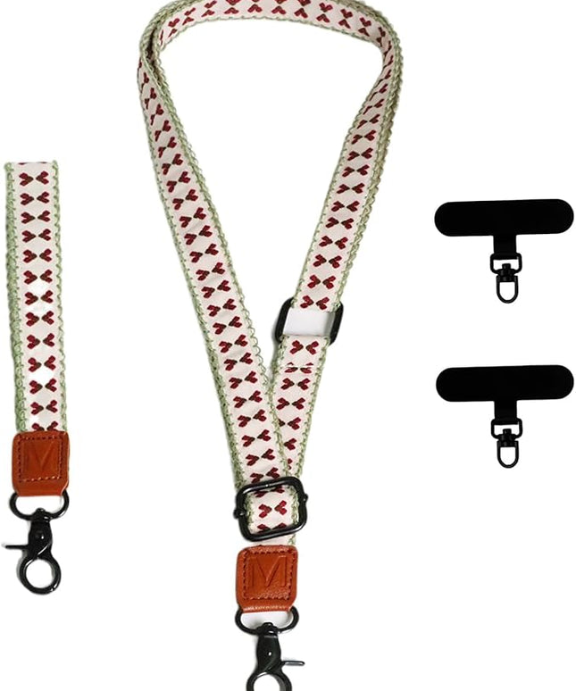 Adjustable Lanyard for Phone, Camera, Name Tags, ID card, Keychain and Wristlet Straps with 2 phone pads(Black)