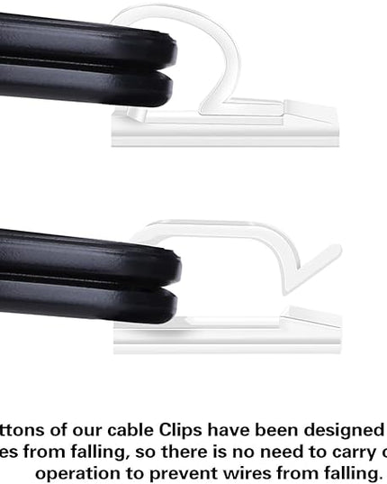 60 PCS XHF 5/8” Adhesive Cable Wire Clips Clear, Outdoor Christmas Light Clips, Cable Staples Cable Management Wire Organizer Cord Holder for Under Desk, Car, Wall, TV PC Ethernet Cable