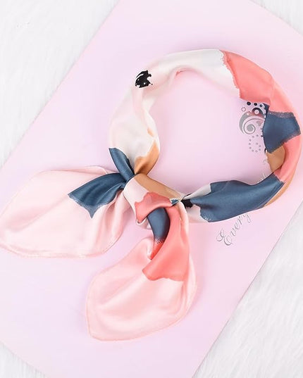 MINIDORA Satin Scarves for Women 27.5 × 27.5 inches Medium Square Elegant Silk Feeling Head Scarf