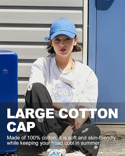 Zylioo XL XXL Oversize Baseball Cap, 100% Cotton Adjustable Dad Hat for Big Heads 23.5"-25.5", Soft Crown Large Size Cap