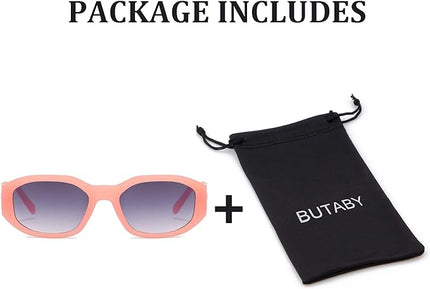 BUTABY Rectangle Sunglasses for Women Retro Driving Glasses 90’s Vintage Fashion Irregular Frame UV400 Protection