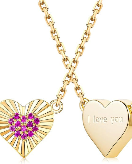 Dainty 14k Gold Heart Necklace, Birthstone Necklace for Women Trendy, Tiny Cubic Zirconia Choker Pendant Necklaces, Cute Love Jewelry Birthday Gifts for Girlfriend Daughter Niece Wife Her