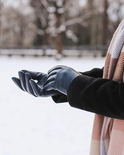 Downholme Touchscreen Leather Cashmere Lined Gloves for Women