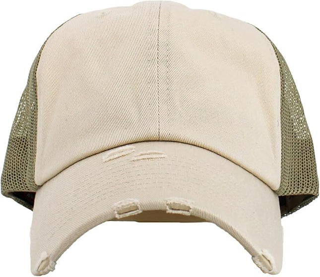 KBETHOS Vintage Washed Distressed Cotton Dad Hat Baseball Cap Adjustable Polo Trucker Unisex Style Headwear