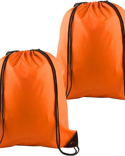 KUUQA 2Pcs Orange Drawstring Backpack Bags Cinch Sack Bulk String Backpack Storage Bag