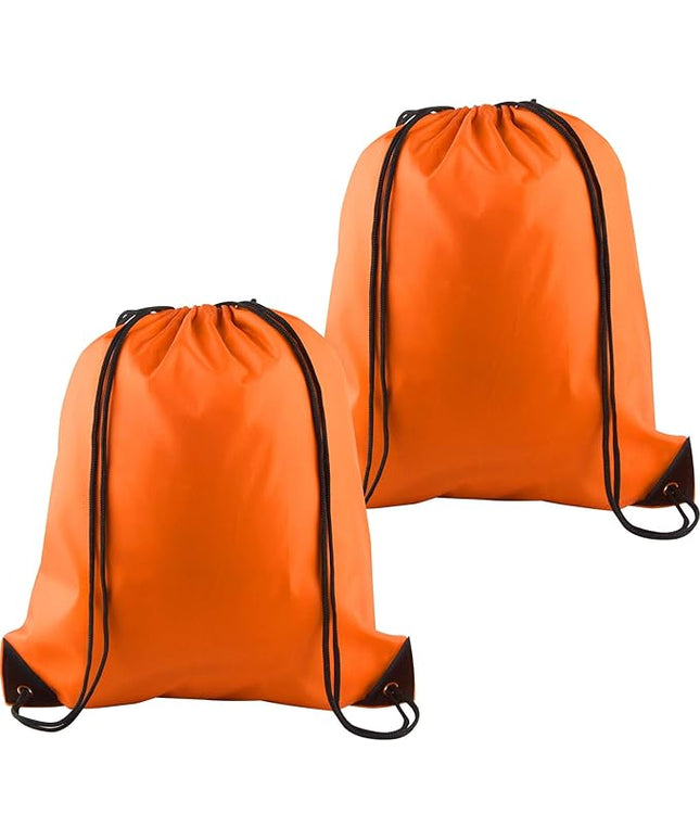 KUUQA 2Pcs Orange Drawstring Backpack Bags Cinch Sack Bulk String Backpack Storage Bag