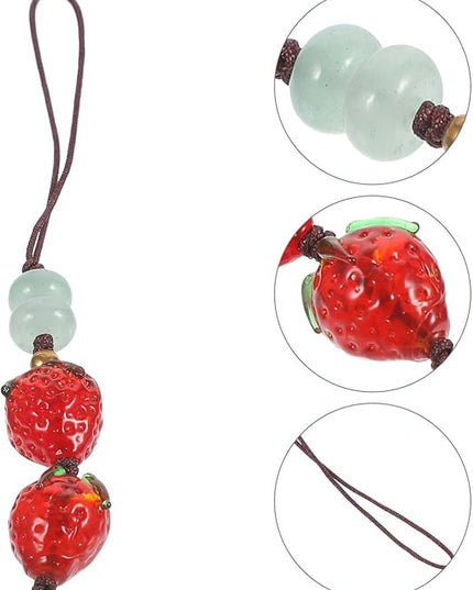 Beaded Strawberry Phone Charm Lanyard Cute Cellphone Chain Strap for Smartphones Cameras Key Fobs Wrist Hanging Accessory Easy to Install