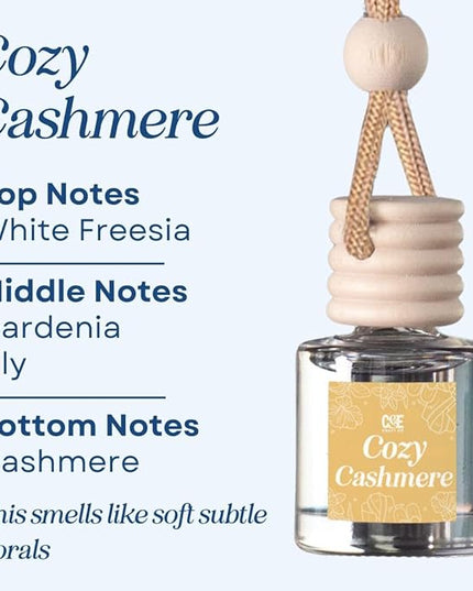 CANDECraftCo Car Air Hanging Fragrance Oil, Car Auto Freshener for Essential Oils, Scents Fragrance Aromatherapy Automobile Diffuser, Long Lasting (Cozy Cashmere)