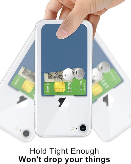 Senose Card Holder for Phone Case,Dual Pocket Silicone Phone Wallet, Stick On Compatible for iPhone, Samsung & Most of Cellphones