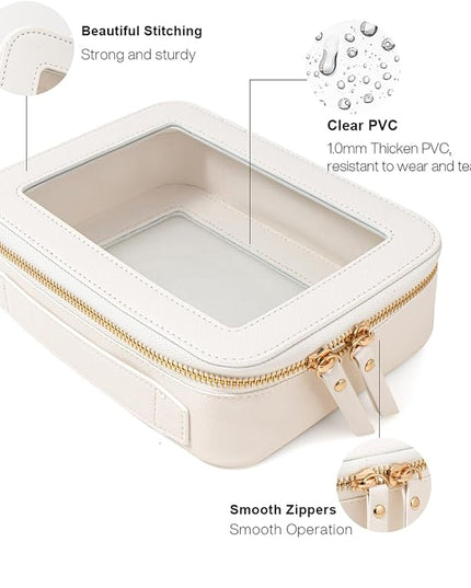 Travel Clear Makeup Bag Set, TSA Approved Cosmetic Bag Case with Zipper Portable Makeup Pouch Toiletry Bag Traveling Cosmetic Organizer Storage Bag Car Organizer Car Essentials