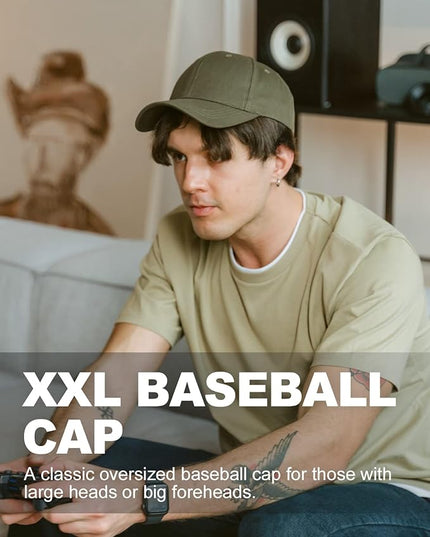 Zylioo XL XXL Oversize Baseball Cap, 100% Cotton Adjustable Dad Hat for Big Heads 23.5"-25.5", Soft Crown Large Size Cap