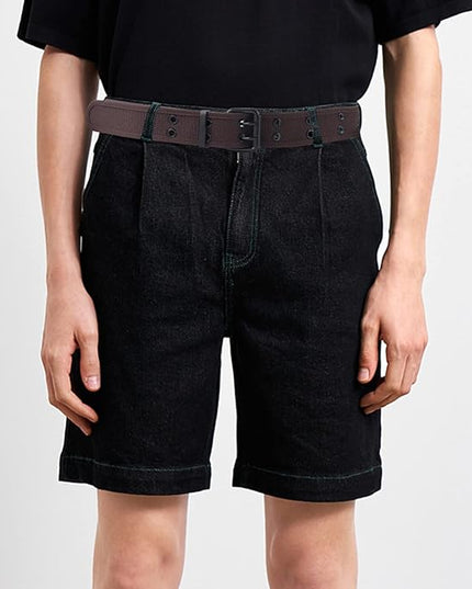moonsix Canvas Web Belts for Men,Solid Color Casual Double Hole Grommet Belt