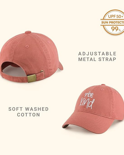 CHOK.LIDS Be Kind Trendy Womens Baseball Cap Unisex Fashion Cotton Polo Style Fun Inspirational Saying Seasonal Headwear
