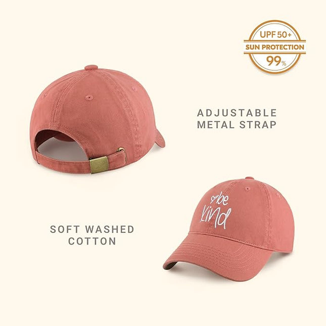 CHOK.LIDS Be Kind Trendy Womens Baseball Cap Unisex Fashion Cotton Polo Style Fun Inspirational Saying Seasonal Headwear