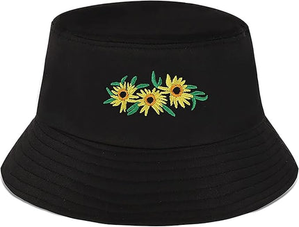 XYIYI Fashion Embroidery Bucket Hat Cotton Beach Fisherman Hats for Women Girls
