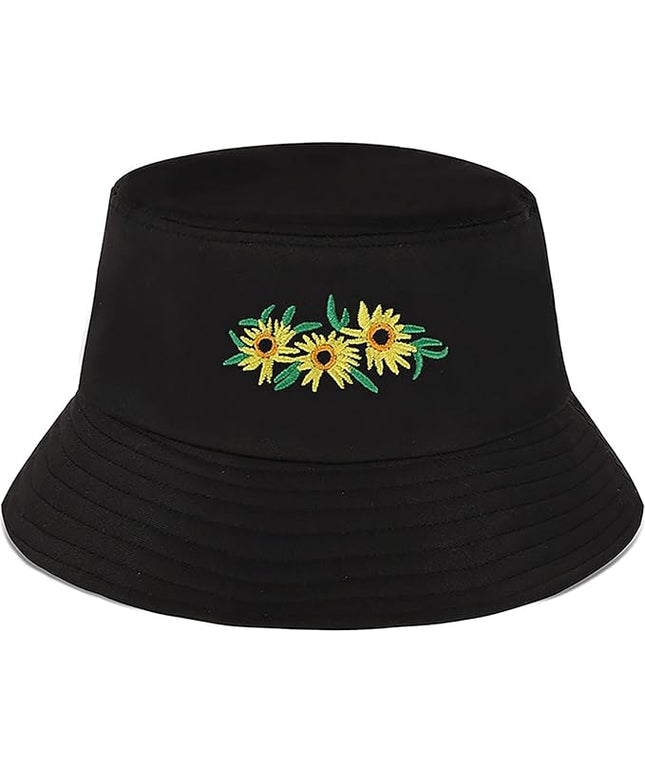 XYIYI Fashion Embroidery Bucket Hat Cotton Beach Fisherman Hats for Women Girls