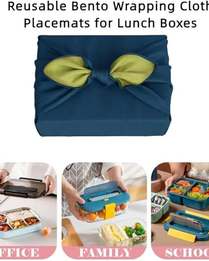 Vtrbwze Furoshiki Japanese Wrapping Cloth,Eco Gift Wrap Paper,Reversible Solid Color,27.6 inches Large Reusable Bento Bag Placemats for Lunch Boxes Eco-bag Christmas Birthday Gift (Navy Blue + Green)