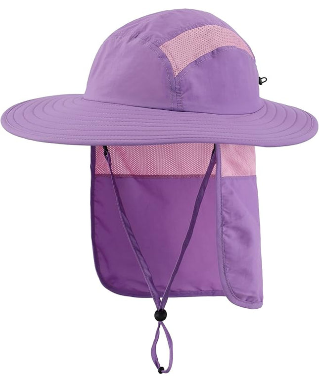 Home Prefer UPF 50+ Mens Wide Brim Fishing Hat with Neck Flap Sun Hat for Men Women Sun Protection Cap