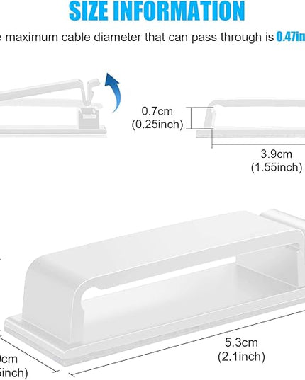 XHF 50 PCS Self Adhesive Cable Clips(L) White,Wire Clips Cable Management Wire Organizer Cord Holder for Under Desk, Car, Wall, TV PC Ethernet Cable