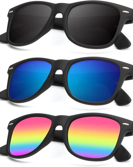 KALIYADI Polarized Sunglasses for Men and Women Matte Finish Sun glasses Color Mirror Lens UV Blocking (3 Pack)