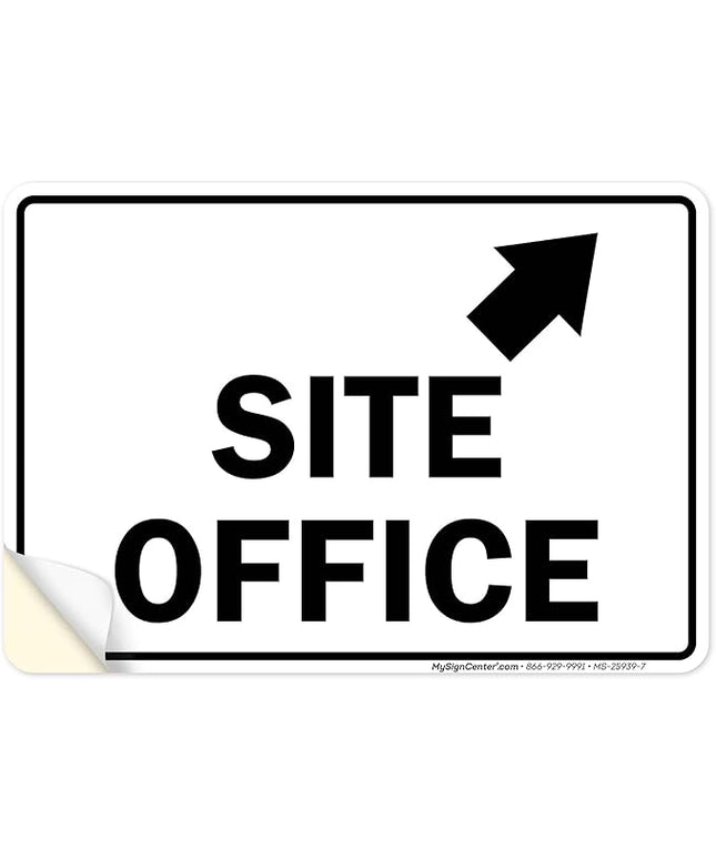Site Office Up Right Arrow Sign, 10x7 Inches, 4 Mil Vinyl Decal Stickers Weather Resistant, Made in USA by My Sign Center