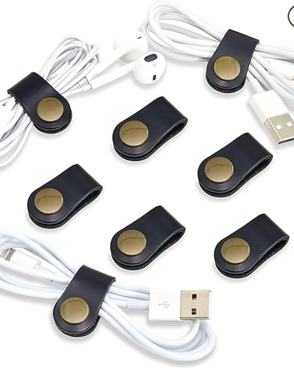 CAILLU Cord Organizer,Cord Keeper,Cable Organizer USB Holder,Cable Straps,Earbud case,wrap Headphone,Headset Winder,Earphone Clips Ties,stocking stuffers for men Gifts Leather