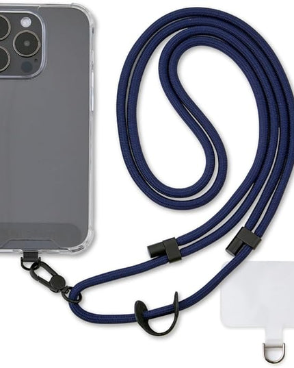 Universal Phone Lanyard, Anti-Theft Crossbody Strap for iPhone 16 Pro Max and Most Smartphones, Adjustable Cell Phone Neck Holder w/ 2 Non-Adhesive Tether Tabs for Men and Women, Navy/Black