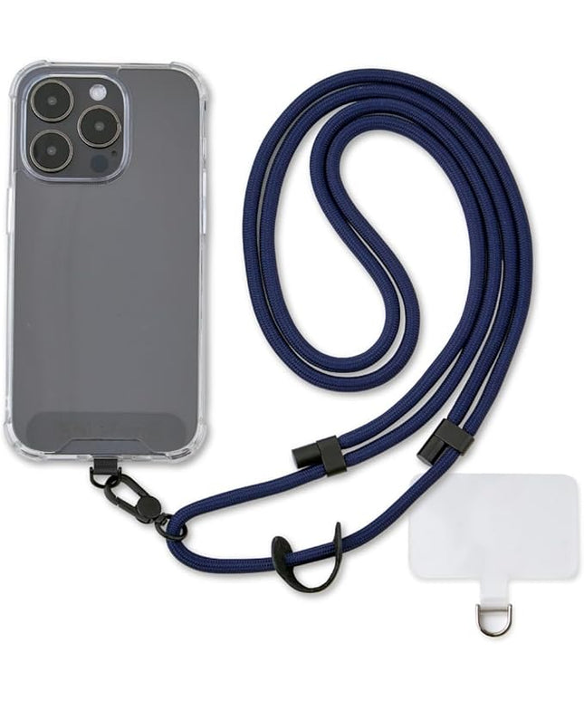 Universal Phone Lanyard, Anti-Theft Crossbody Strap for iPhone 16 Pro Max and Most Smartphones, Adjustable Cell Phone Neck Holder w/ 2 Non-Adhesive Tether Tabs for Men and Women, Navy/Black