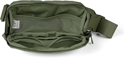 C.C Belt Bag for Women – Quilted Fanny Pack Crossbody Waist Bag with Adjustable Strap, Fashion Gift Idea (Camo olive)