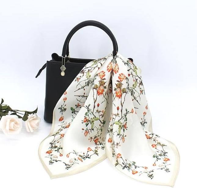 ANDANTINO 100% Real Mulberry Silk Scarf -21'' x 21''- Lightweight Neckerchief –Women Men Small Square Digital Printed Scarves