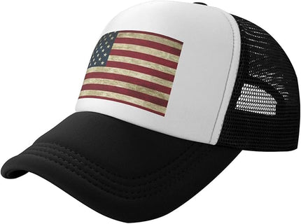 Cute Flag Baseball Cap for Men Women Mesh Trucker Hat Adjustable Patriotic Snapback Baseball Hat for Sports Running