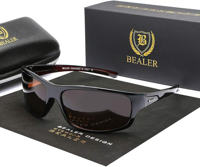BEALER Polarized Sports Sunglasses for Men Lightweight TR90 Frame Sun Glasses Driving Cycling Fishing UV Protection Shades