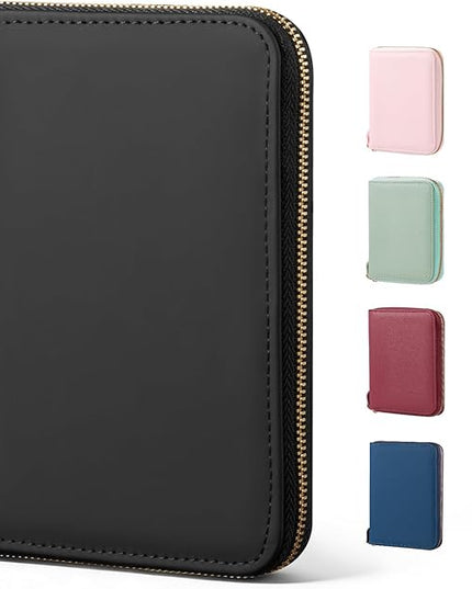 CoBak Passport Holder Cover with Safe Zipper Closure, Premium Passport Wallet for Travel, RFID Blocking Card Case, Waterproof Travel Accessories for Man, Black Grain