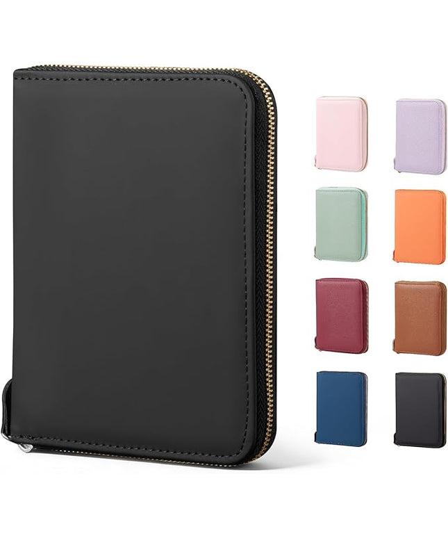 CoBak Passport Holder Cover with Safe Zipper Closure, Premium Passport Wallet for Travel, RFID Blocking Card Case, Waterproof Travel Accessories for Man, Black Grain