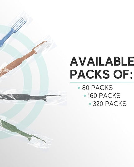 Avistar 40 Prepasted Disposable Toothbrushes Individually Wrapped - Single Use Pre Pasted Disposable Toothbrushes with Toothpaste Built in - Waterless Toothbrush for Travel, Guests, Hotel, & Camping