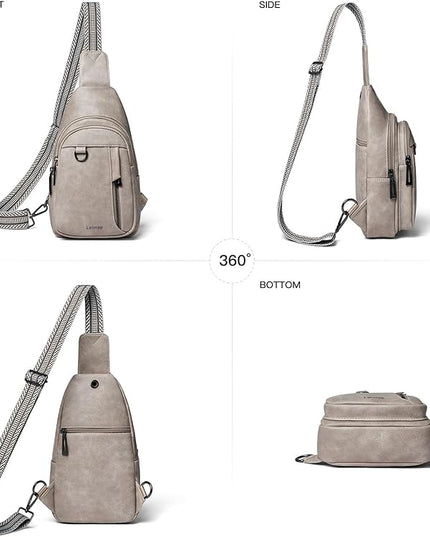 7L Sling Bag for Women Men Leather Small Sling Backpack Daypack Anti Theft Fanny Pack Crossbody Purse Travel