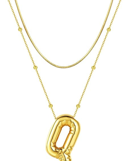 LUCA SMITH Initial Necklaces for Women, Dainty Balloon Bubble Letter, Name Letter Alphabet Pendant Layered Choker Chain Jewelry Gift