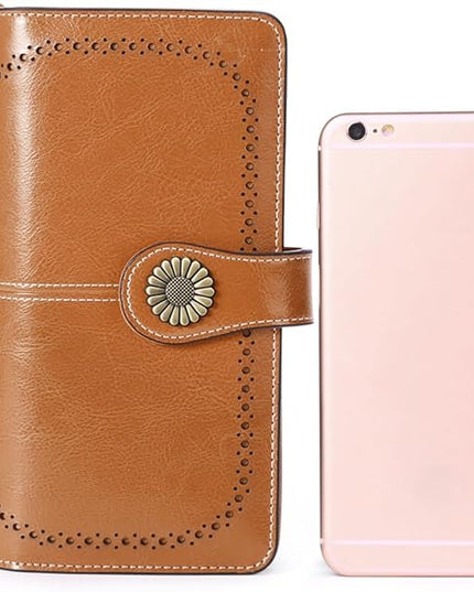 SENDEFN Wallets for Women Leather Credit Card Holder with RFID Blocking Large Capacity Wristlet | with RFID Blocking, Large Capacity, Wristlet, with RFID Blocking, Large Capacity, Wristlet
