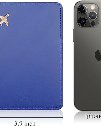 Deziliao Passport Wallet, Blue, Unisex, Faux Leather, Waterproof, Rfid Blocking, Slim, Lightweight, 20 Inch