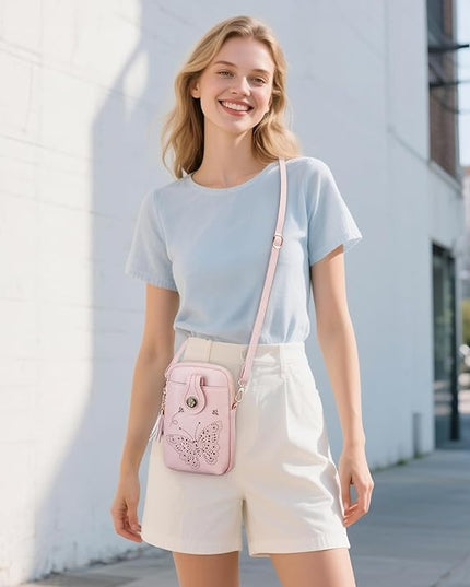 Small Crossbody Bags for Women, Lightweight Mini Cute Cell Phone Purse for Women with Tassel Shining Butterfly