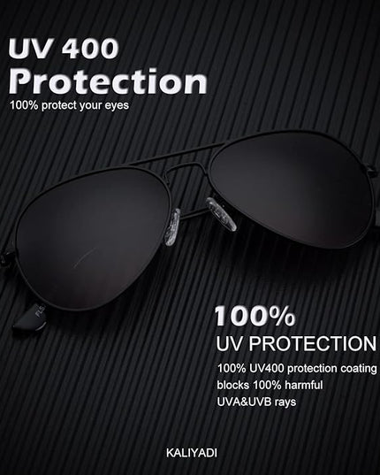 KALIYADI Classic Aviator Sunglasses for Men Women Driving Sun glasses Polarized Lens UV Blocking