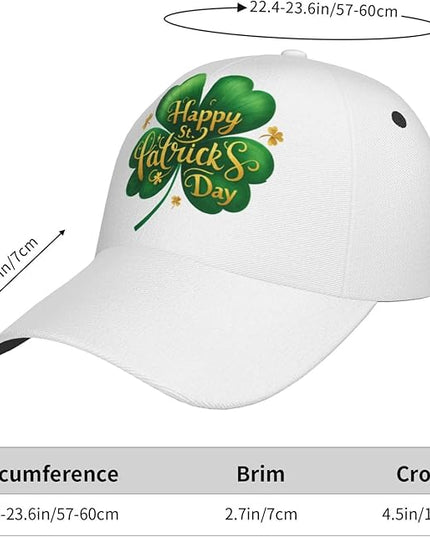 St. Patrick's Day Lucky Shamrock Hat Adjustable Irish Green Clover Baseball Cap Trucker Hat for Men Women